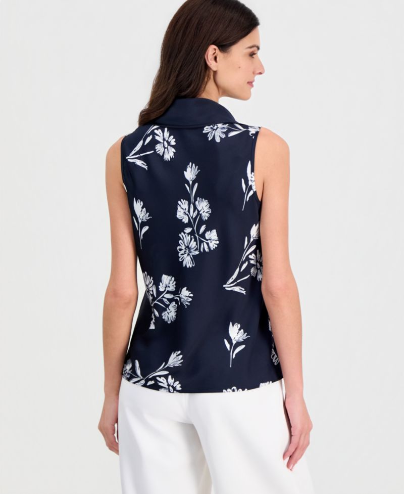 Women's Sleeveless Sailor Tie-Neck Top
