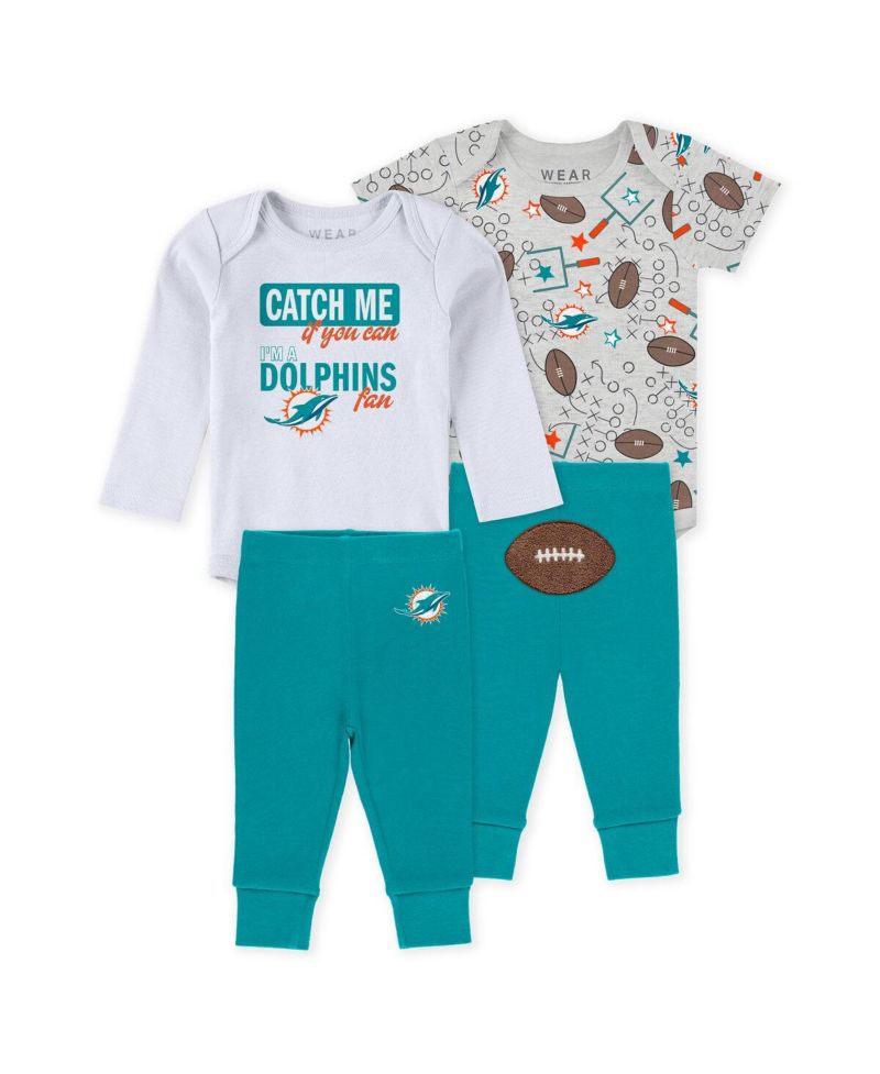 Baby Boys and Girls Newborn 3-Piece Miami Dolphins Turn Me Around Bodysuits and Pant Set