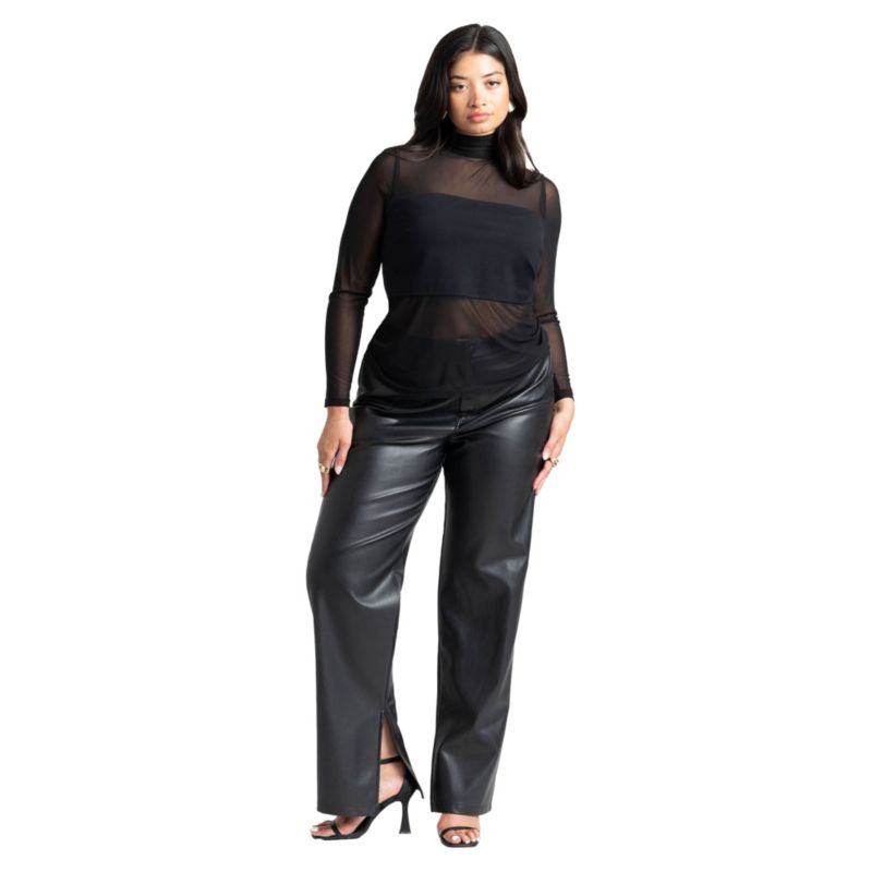 Women's Slit Hem Faux Leather Pant