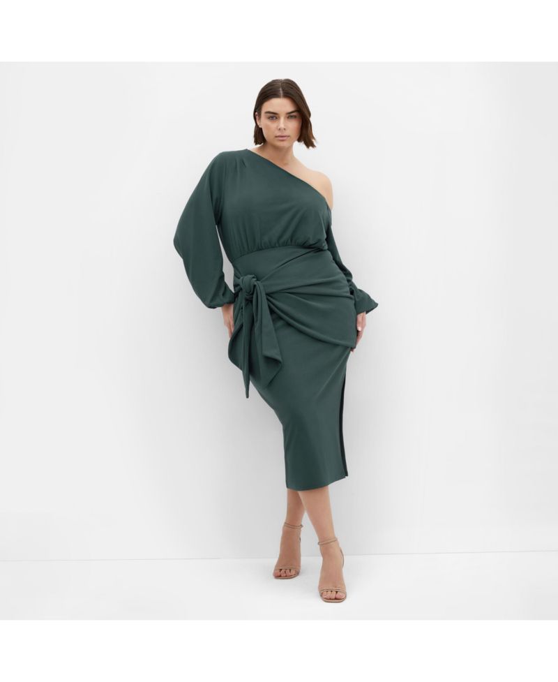 Plus Size Alysia Tie Front Midi Dress