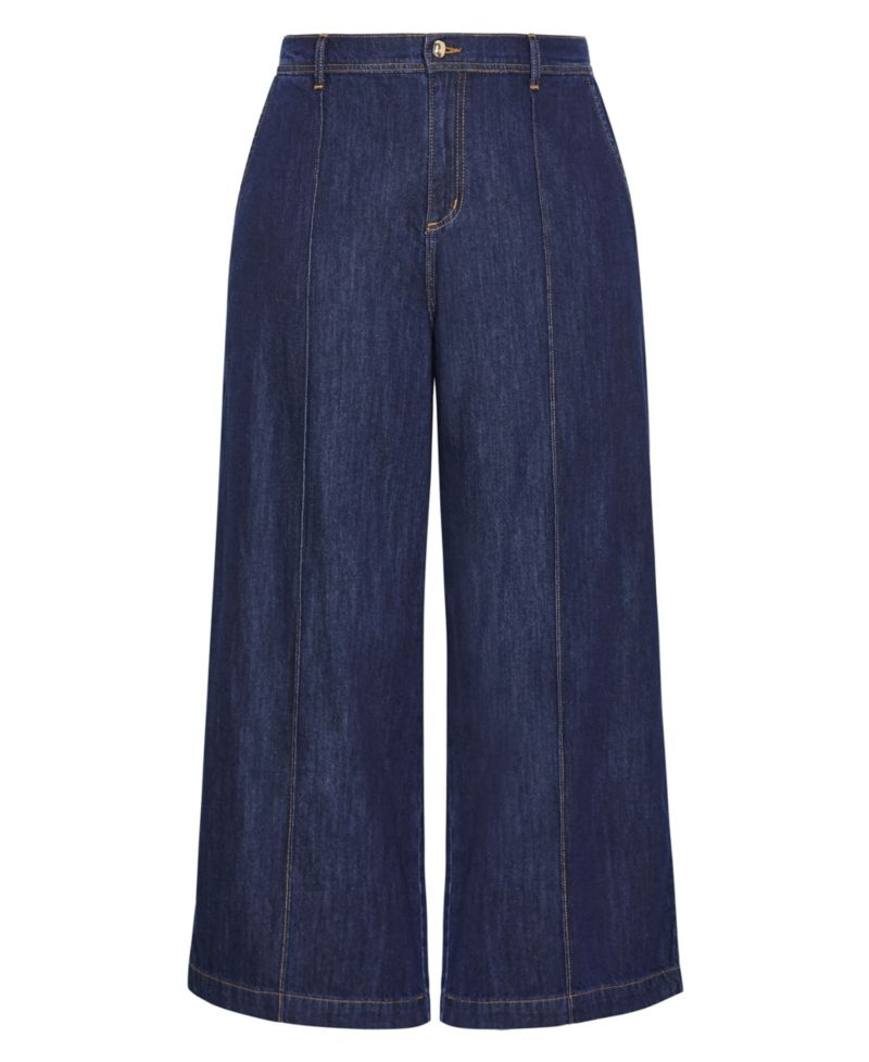 Plus Size Tilly High-Rise Wide-Leg Elastic-Back Cotton Denim Pants