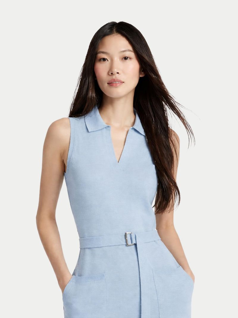 Women's Sleeveless Silk Cashmere Polo Dress