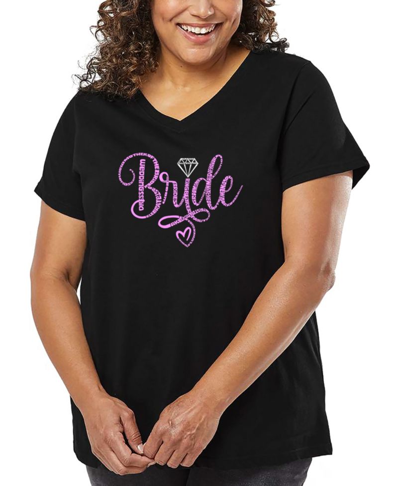 Plus Size Bride Word Art V-Neck T-Shirt