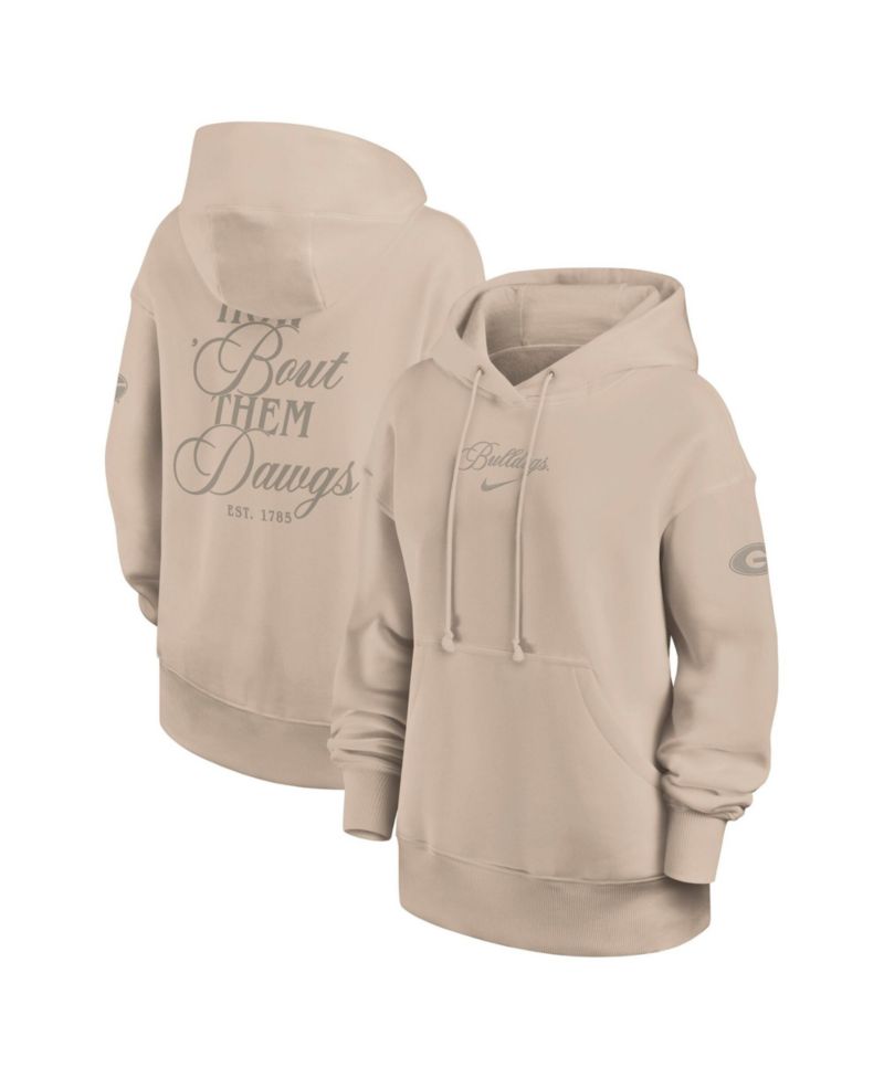 Women's Tan Georgia Bulldogs Neutral Stance Phoenix Fleece Oversized Hoodie