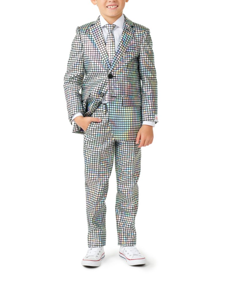 Toddler and Little Boys Metallic Disco Ball Party Suit, 3-Piece Set