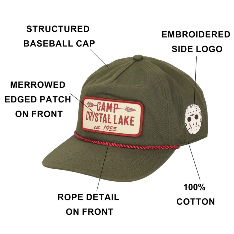 Men's Camp Crystal Lake Badge Green Retro Grandpa Snapback Hat