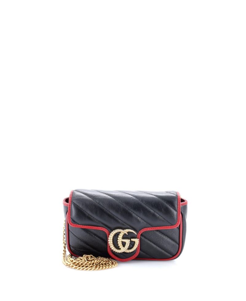 Super Mini GG Marmont Flap Bag Diagonal Quilted Leather