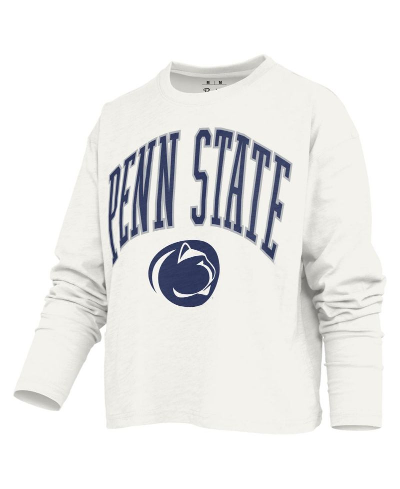 Women's White Penn State Nittany Lions Motley Boxy Waist-Length Long Sleeve T-Shirt