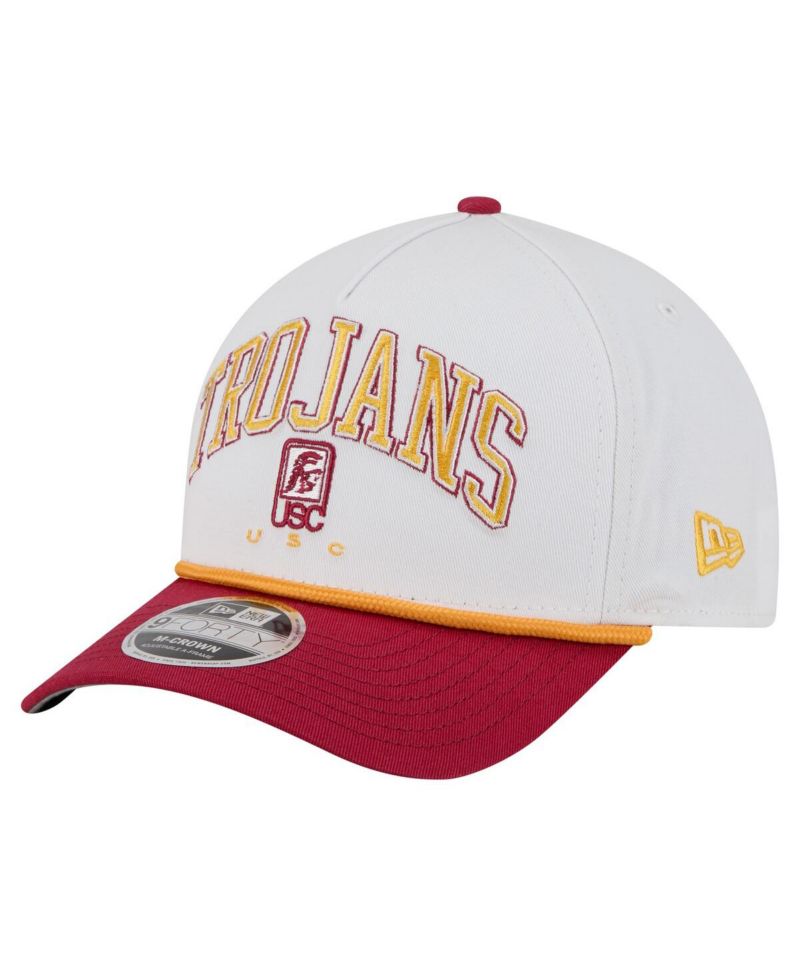 Men's White/Cardinal USC Trojans Arch Two-Tone Rope 9FORTY A-Frame M-Crown Adjustable Hat
