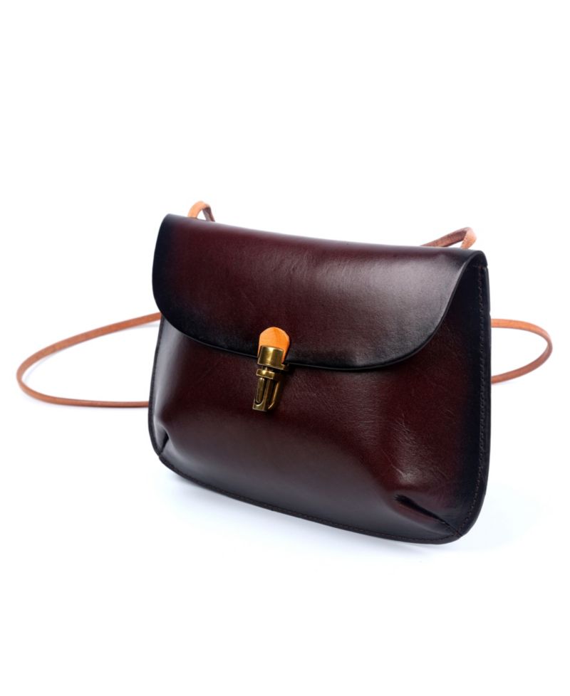 Ada Small Leather Pushlock Crossbody Bag