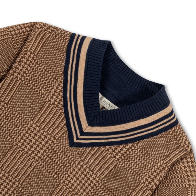 Baby Boys Hope and Henry Long Sleeve V-Neck Intarsia Cricket Sweater