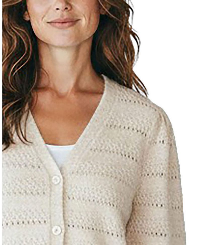 Women's Organic Puff-Sleeve Button-Front Sweater