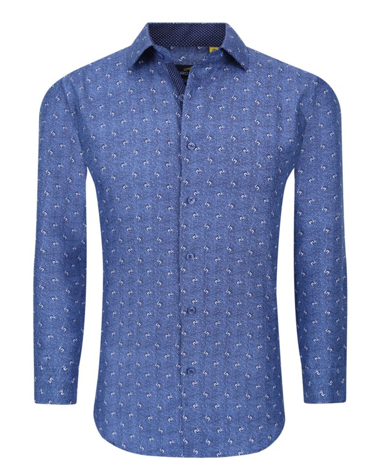 Men's Business Geometric Long Sleeve Button Down Shirt