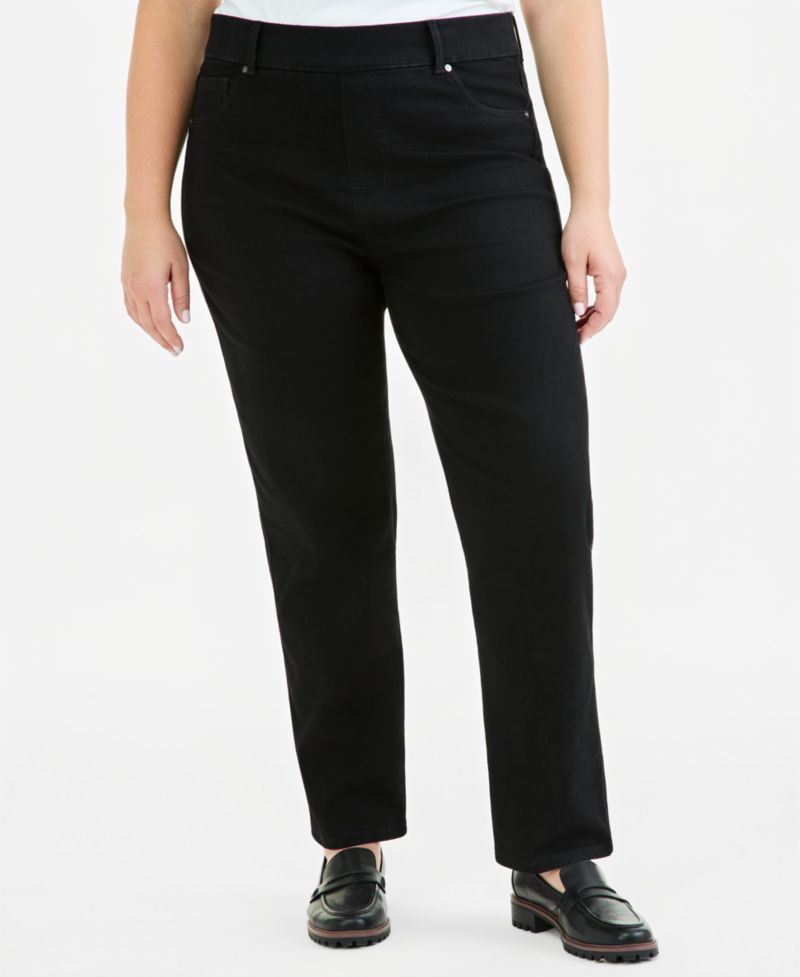 Plus Size Shaping Pull-On Straight Jeans