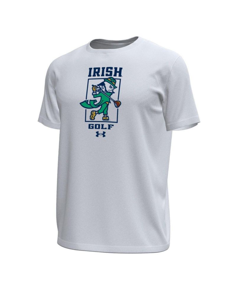 Men's White Notre Dame Fighting Irish Golf Leprechaun Tech Stretch T-Shirt