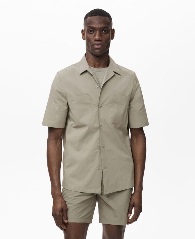 Men's Pockets and Bowling Collar Shirt
