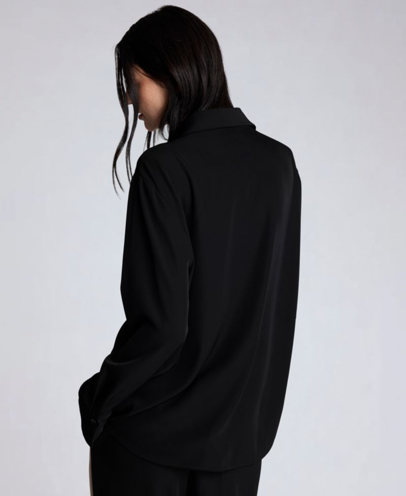 Women's Oversized Button-Front Collared Shirt