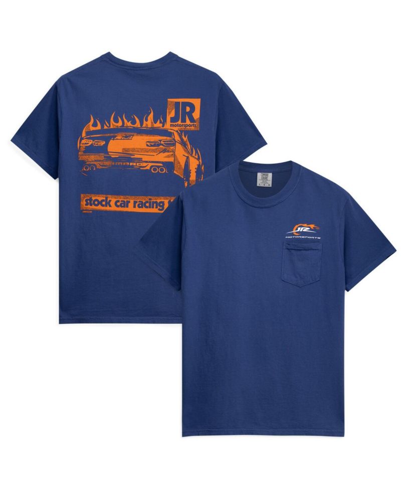 Men's Navy Stock Car Racing Team Pocket Heavyweight T-Shirt