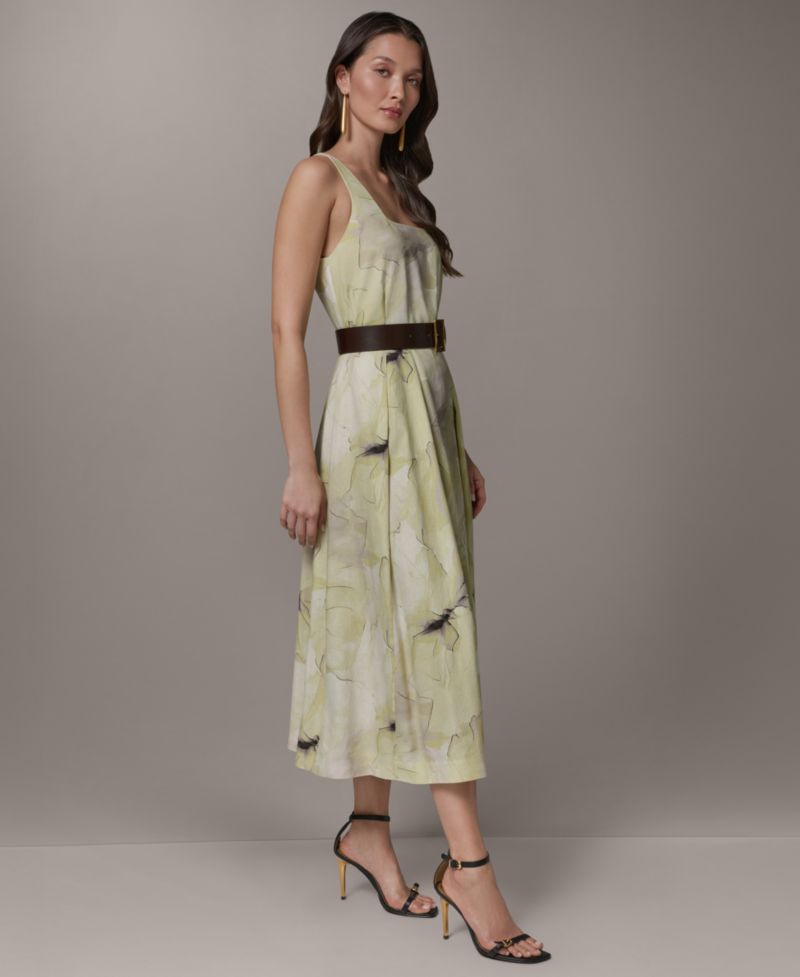 Women's Printed Square Neck Midi Dress