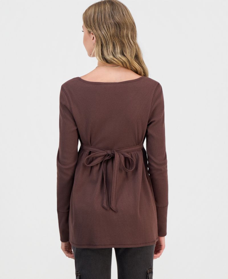 Juniors' Square-Neck Babydoll Top
