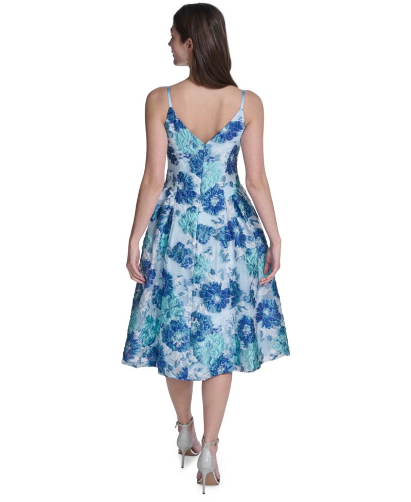 Women's V-Neck Printed Midi Dress