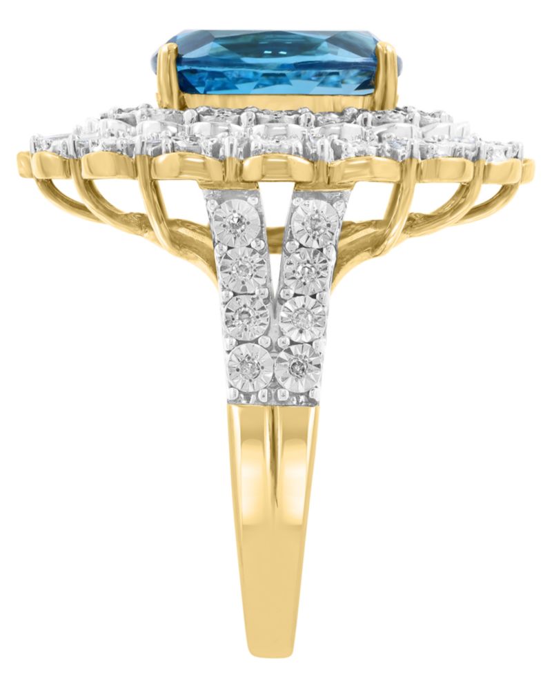 London Blue Topaz (4-1/4 ct. t.w.) & Diamond (1/4 ct. t.w.) Ring in Gold Over Sterling Silver