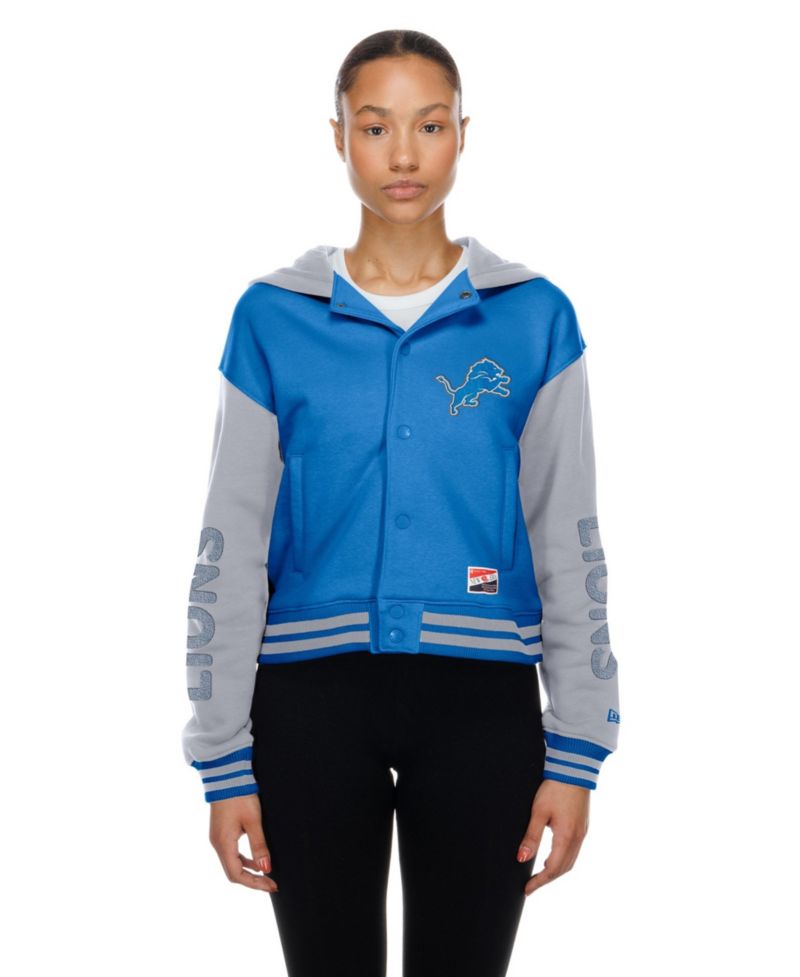 Women's Blue Detroit Lions Throwback Full-Snap Hooded Jacket