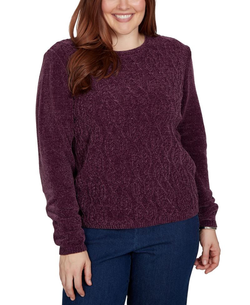 Petite Cable-Knit Crewneck Pullover Sweater