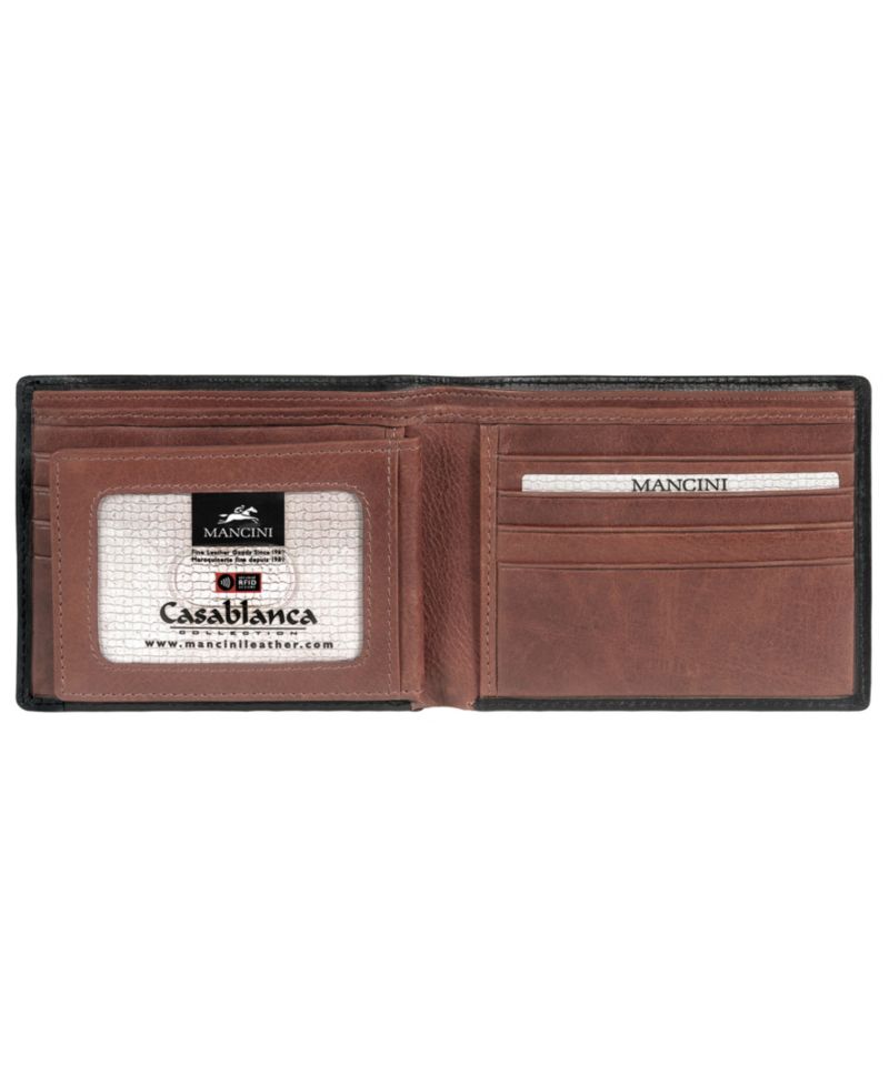 Casablanca Collection Men's RFID Secure Center Billfold with Removable Left Wing Passcase