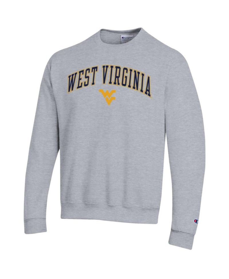 Men's Heather Gray West Virginia Mountaineers Arch Over Logo Pullover Sweatshirt