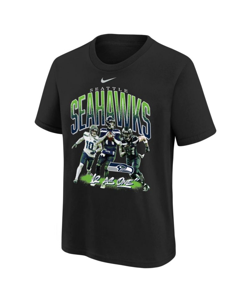 Big Boys and Girls Black Seattle Seahawks 12 As One T-Shirt