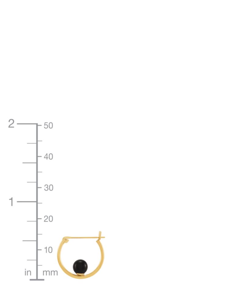 Onyx (5mm) Hoop Earrings in 10k Yellow Gold