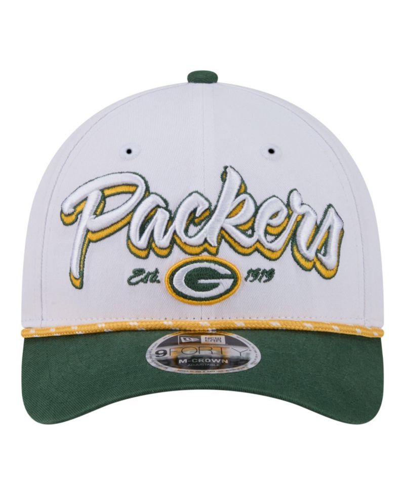 Men's White Green Bay Packers Team Loyal A-Frame 9FORTY Adjustable Hat