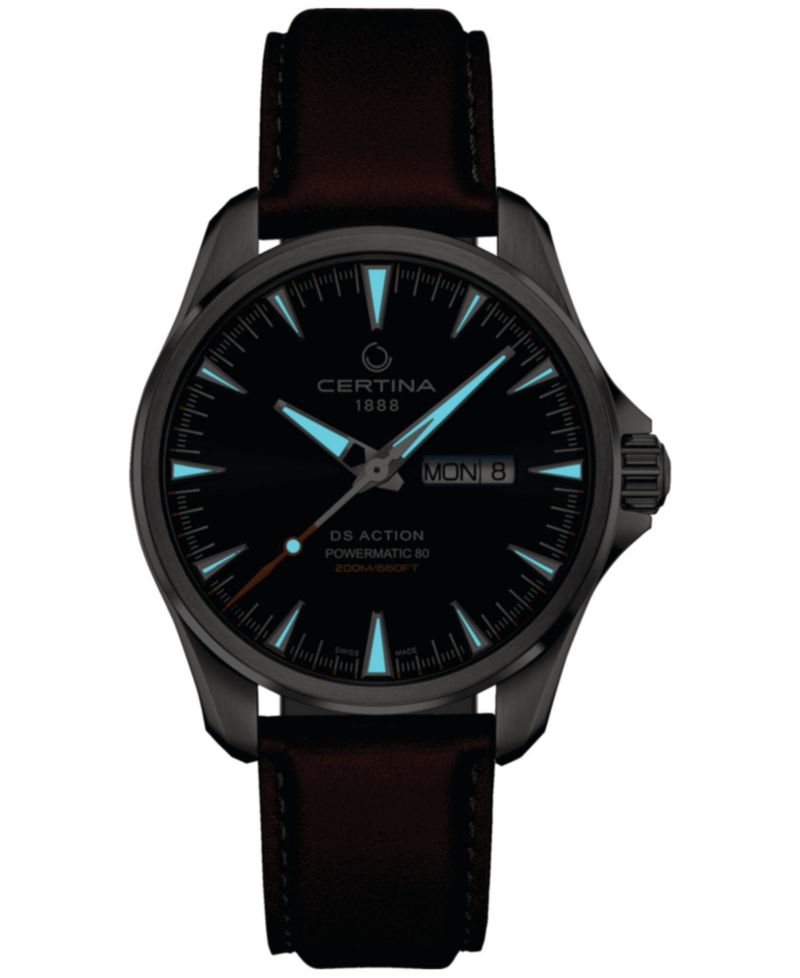 Men's Swiss Automatic DS Action Brown Leather Strap Watch 41mm