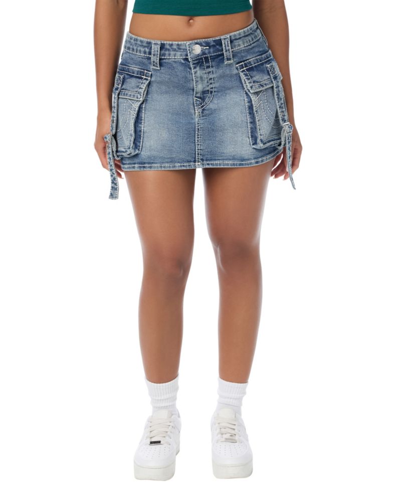 Women's Mini Cargo Stretch Denim Skirt