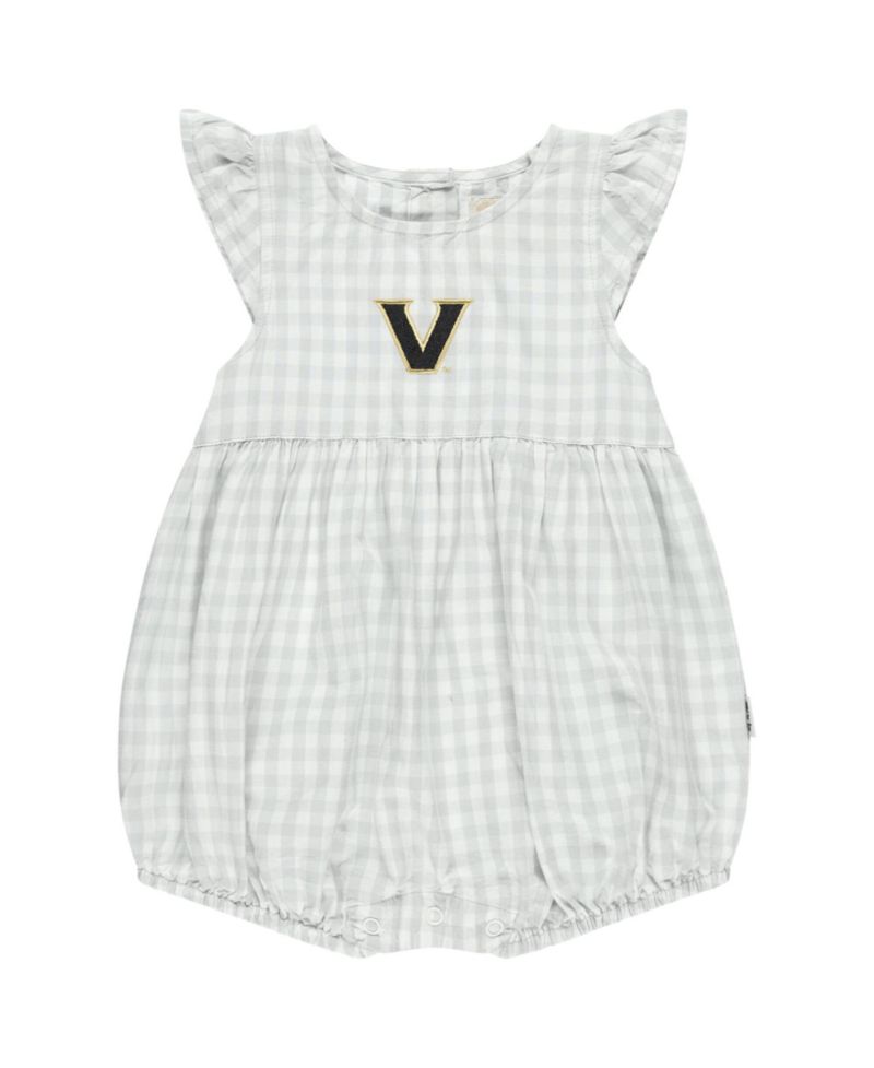 Baby Girls Gray Vanderbilt Commodores Cara Gingham Ruffled Bodysuit