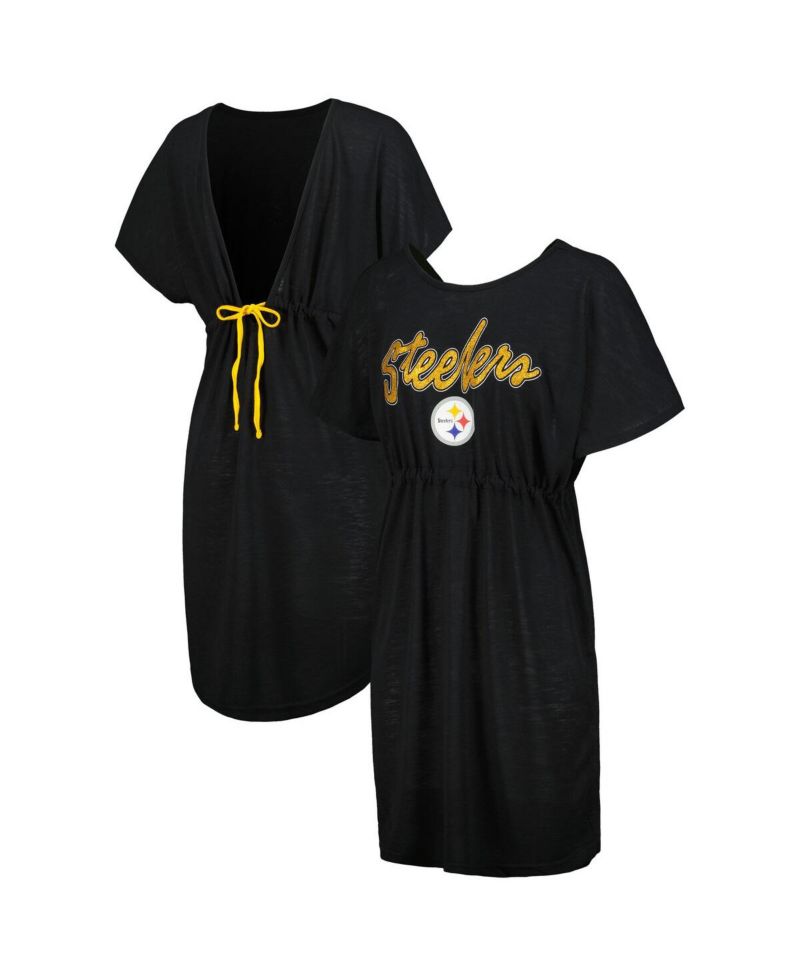 Women's Black Pittsburgh Steelers Versus Swim Cover-Up