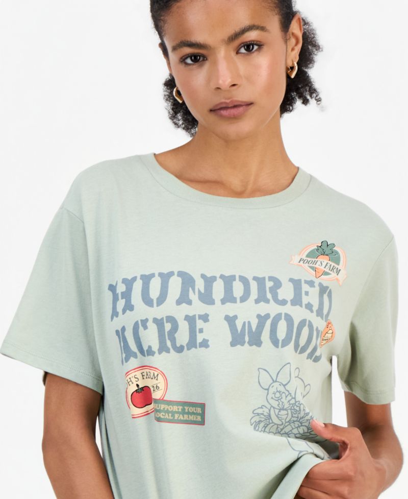 Juniors' Pooh Hundred-Acre-Wood Graphic T-Shirt