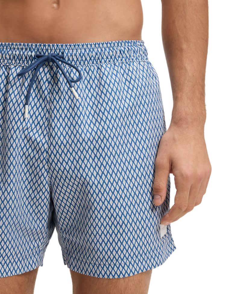 BOSS by Men's Vibe Mini-Pattern Print Regular Fit Swim Trunks, 5" Inseam