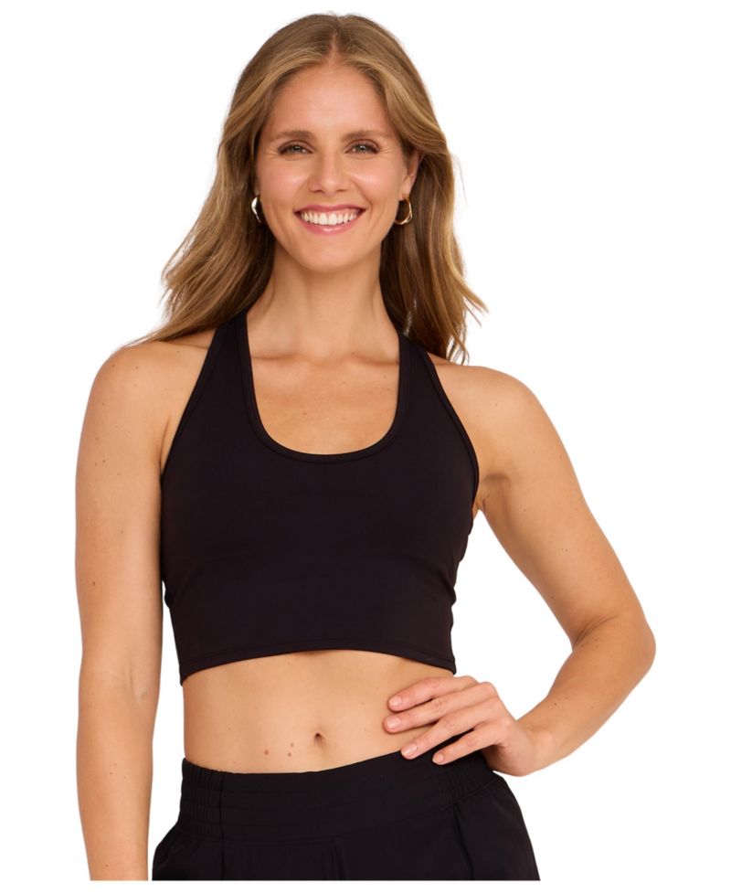 Women's Racerback Built-In Bra Scoop Neck Crop Top