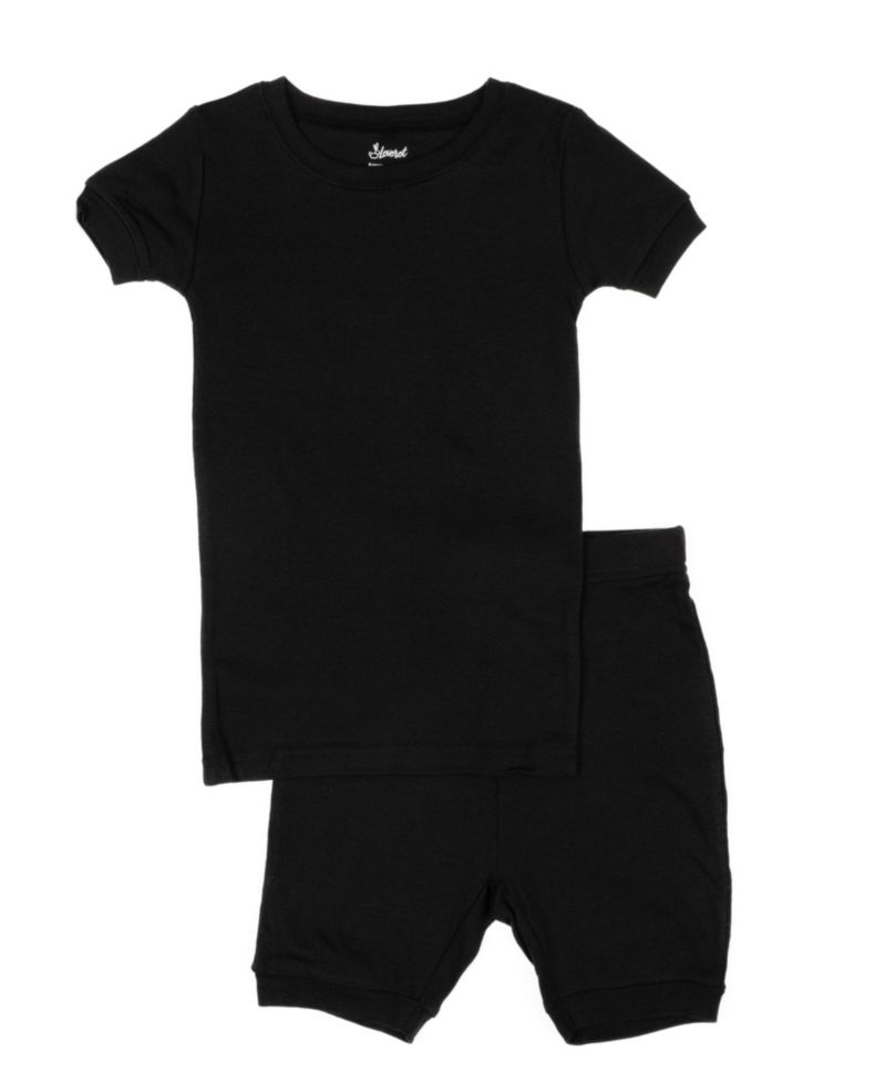 Toddler Matching Family Two Piece Cotton Short Sleeve Shirt and Shorts Solid Color Pajamas 2T-5T