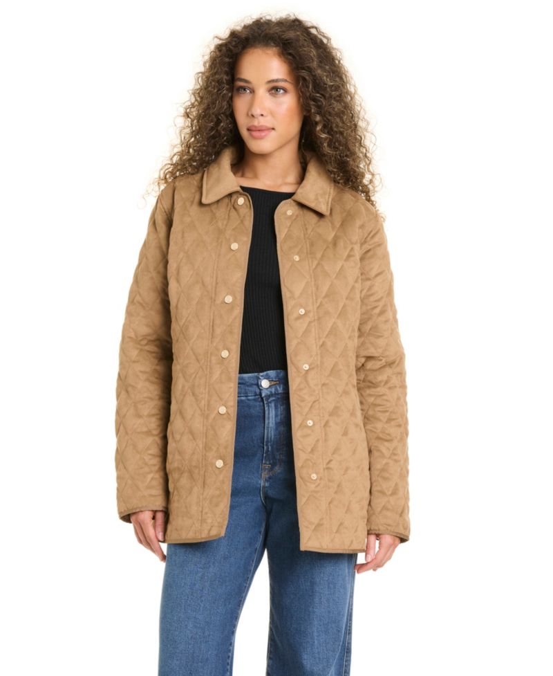 Women's Faux Sude Quilted Coat