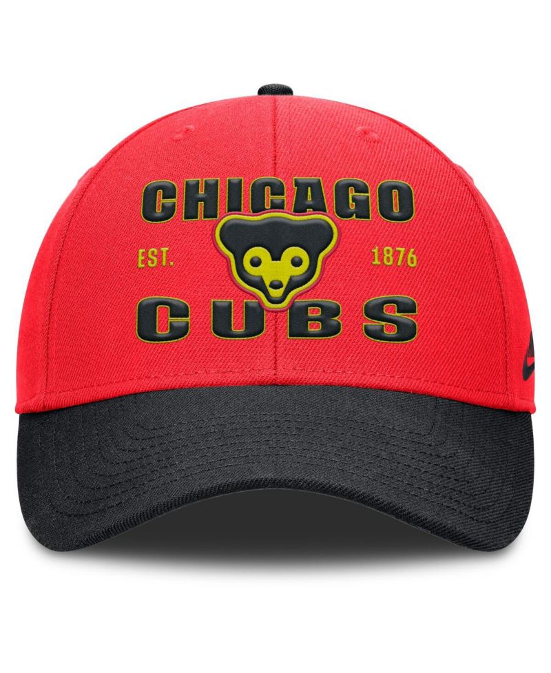 Men's Crimson/Black Chicago Cubs Neon 90s Rise Adjustable Hat