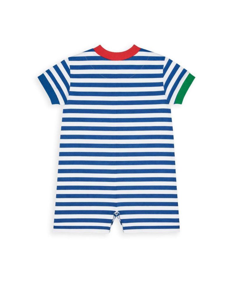 Baby Boy Stripe Knit Shortall With Sailboat