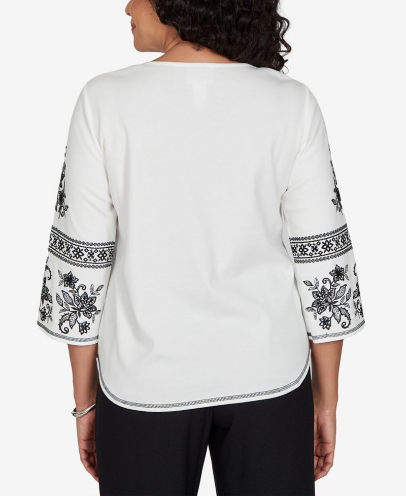 Women's Knit 3/4-Sleeve Keyhole Neck Blouse