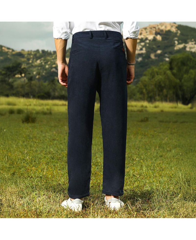 Men's Prussian Blue Velvique Tailored Trousers