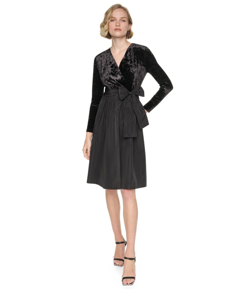 Women's V-Neck Fit & Flare Velvet Dress