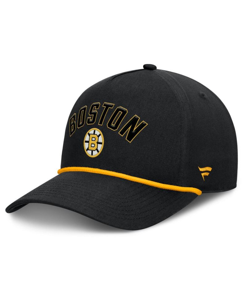 Men's Black Boston Bruins Decades Collection A-Frame Rope Adjustable Hat