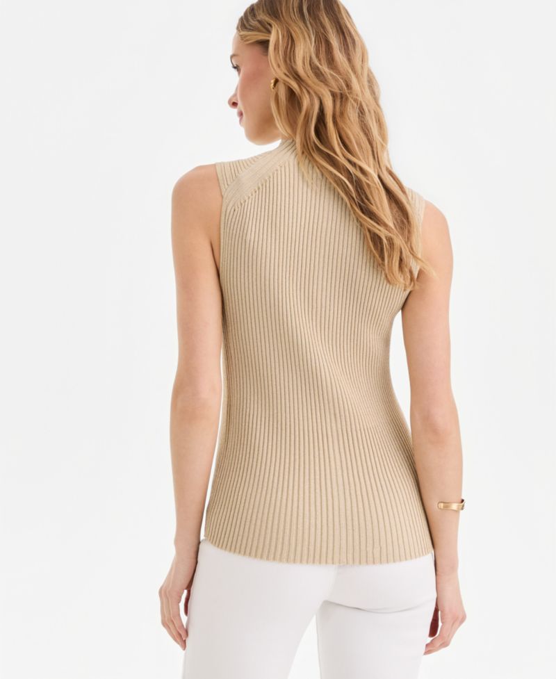 Women's Metallic Rib-Knit Sleeveless Sweater