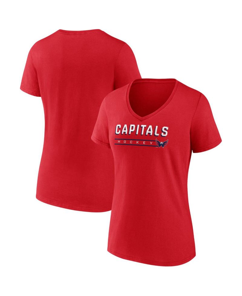 Women's Red Washington Capitals V-Neck T-Shirt